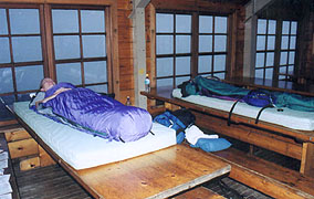 Sleeping on the tables at Lake of the Clouds